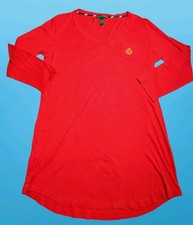 Lauren Ralph Lauren Women’s Red Long Sleeve Dress XL Cotton V-Neck Pocket