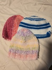 Handmade Crochet Beanie Hat Baby Toddler Set Of 3