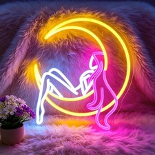 Lady Moon Neon Sign Led Sign Neon Signs for Wall Decor Neon Lights B-Lady Moon