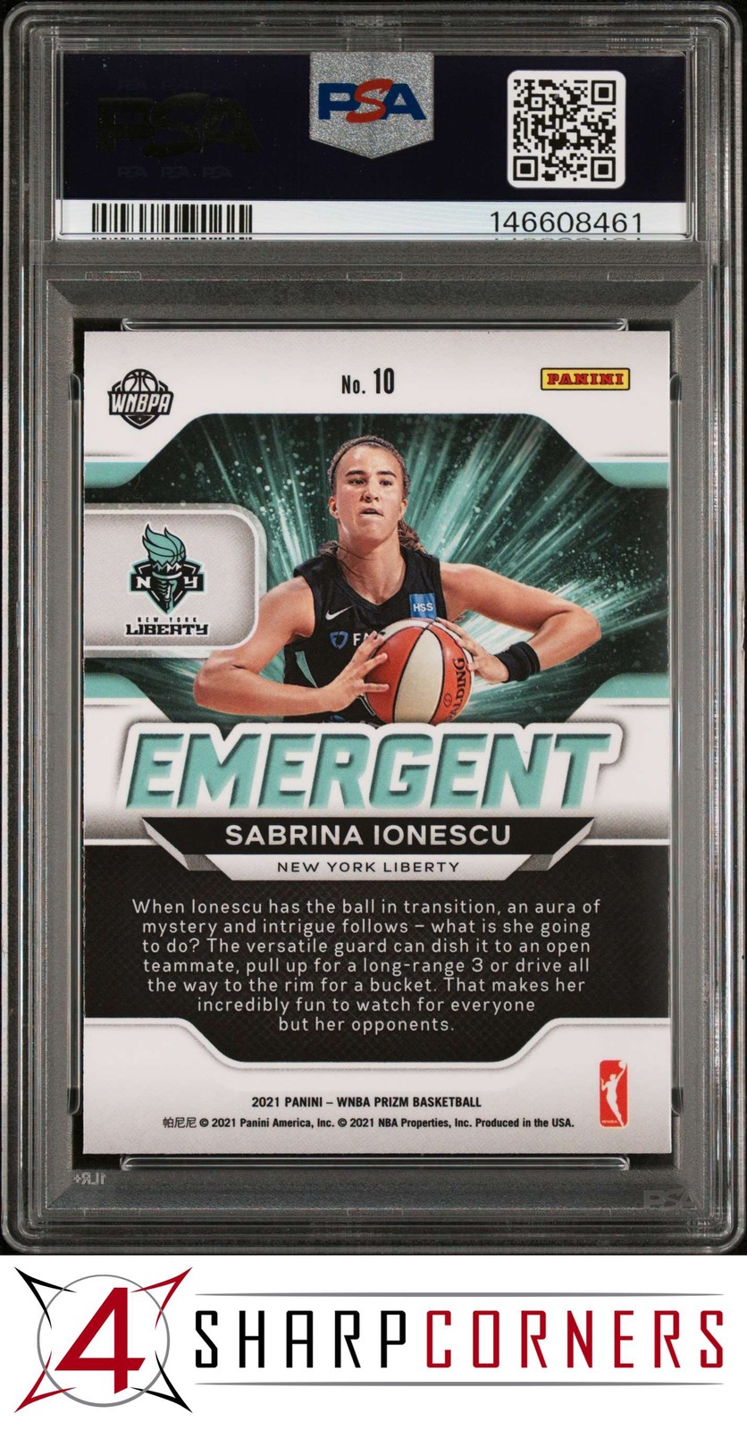 2021 PANINI PRIZM WNBA EMERGENT #10 SABRINA IONESCU POP 2 PSA 10 view 2