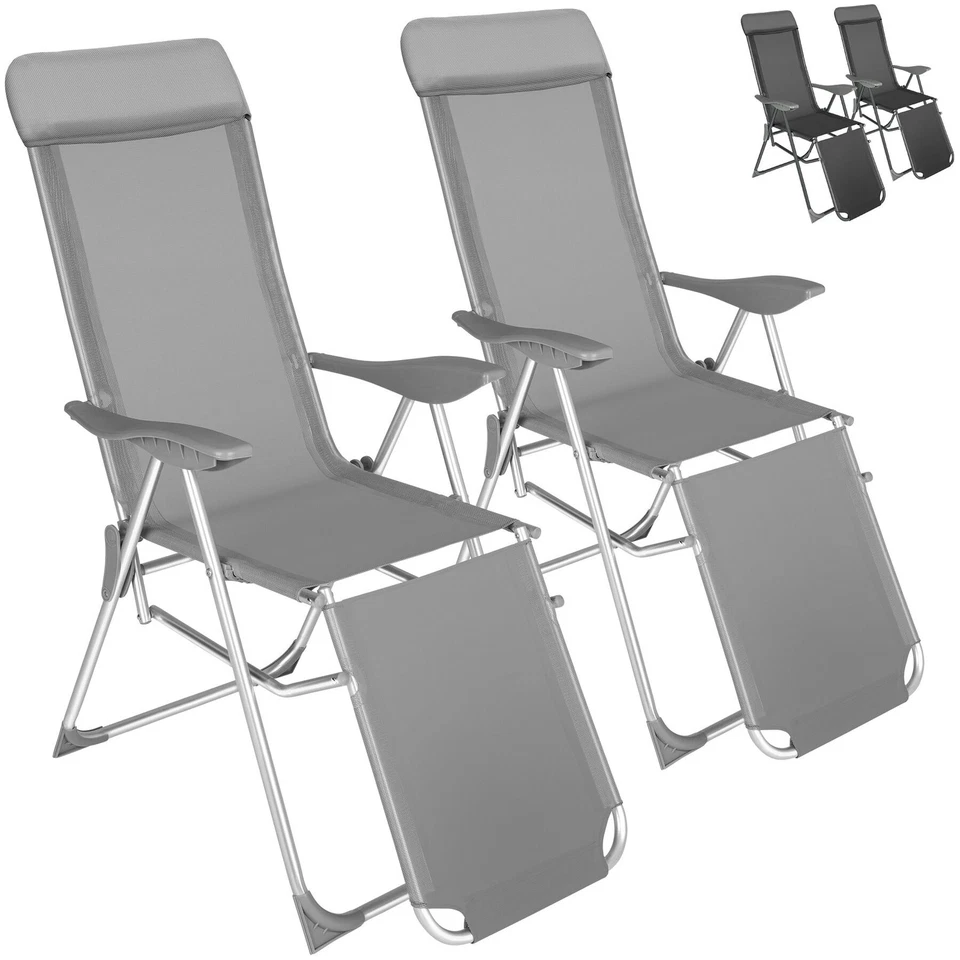 TECTAKE 2x Aluminium Klappstuhl Gartenstuhl Terrassenstuhl Campingstuhl Hochlehner Stuhl