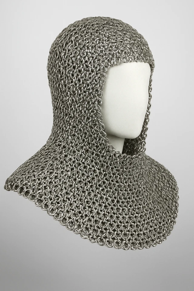 Medieval Steel Riveted Chainmail Coif – LARP Cosplay Armor Helmet Reenactment - Image 4 of 4