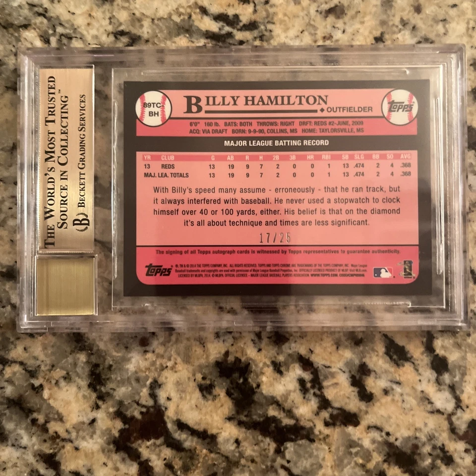2014 Topps Chrome Билли Гамильтон '89 переливающаяся карточка с автографом No/25 BGS 9,5/10 - Изображение 4 из 4