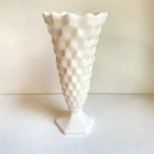 Fostoria American white milk glass bud vase hex footed flared rim vintage 6 inch