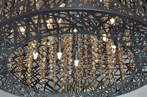 ET2 Inca E21300-10BZ 7-Light Flush Mount Bronze Crystal Drum Ceiling Fixture - Picture 6 of 8