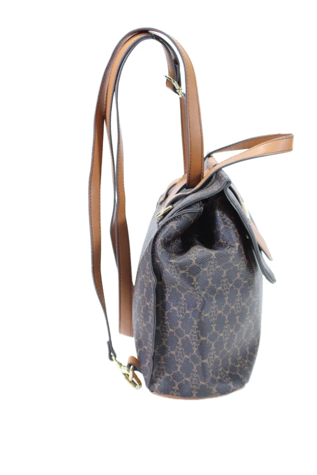 Nanette Lepore Womens Leather Monogram Coated Canvas Backpack Brown Size M - Image 2 of 4