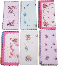 Soft Cotton Handkerchiefs for Women - 12 Pack Vintage Ladies Hankies  6 Floral