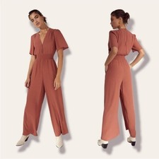 Aritzia Wilfred Illana Smocked Waist Jumpsuit   Genuine Brown Sz XXS
