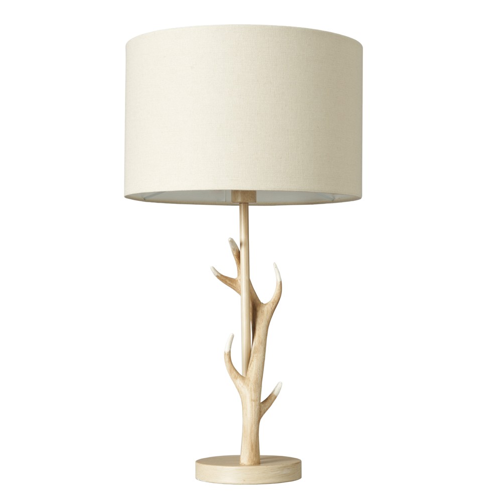 Litecraft Rein Antler Styled Table Lamp With Drum Shade - Natural