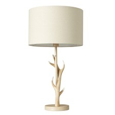 Litecraft Rein Antler Styled Table Lamp With Drum Shade - Natural               
