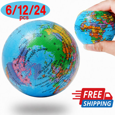 Earth Squeeze Balls Soft Foam Globe Stress Relief Squeeze Toys Hand Wrist Exerci