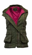Walker & Hawkes Ladies Derby Tweed Bodywarmer Waistcoat Gilet Jacket PINK STRIPE