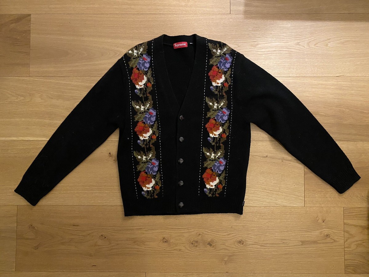 定番新作登場】 Supreme - Supreme Floral Stripe Cardigan Blackの