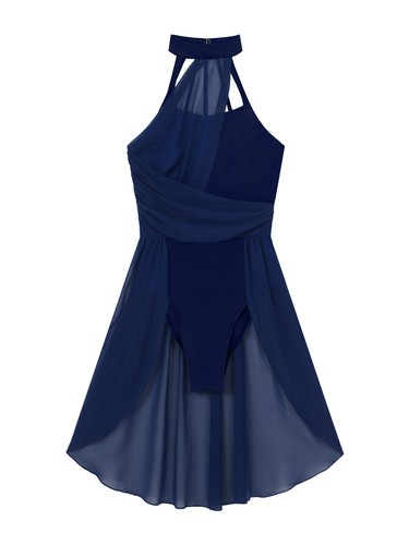 Women Lyrical Dance Dress Color Block Mesh Ballet Leotard Ballerina Dancewear - Picture 114 of 129