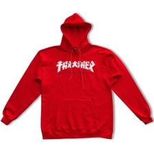 Thrasher Magazine GODZILLA LOGO PULLOVER Skateboard Hoodie RED