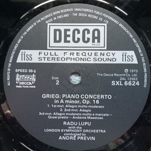 SXL 6624 SCHUMANN/GRIEG Piano Concertos RADU LUPU London Symp PREVIN LP UK 1977 - Picture 4 of 6
