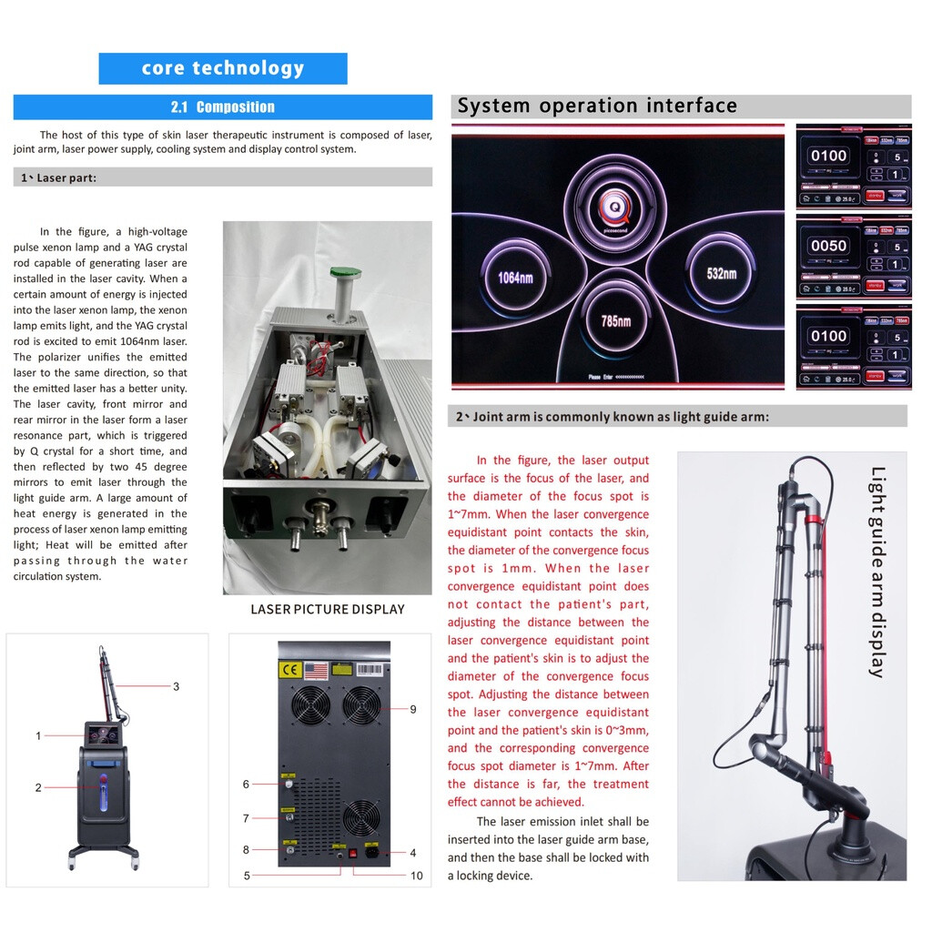 Picosecond Laser Tattoo Removal ND YAG Q Switch Laser Eyebrow Removal Machine