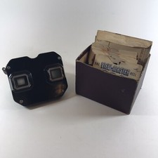 1950s Sawyers View Master Lot Black Viewer 18 Reels Stereoscope USA Made