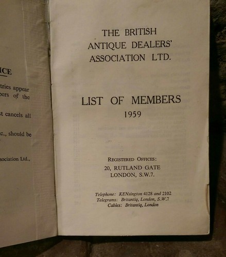 Vintage 1959 List of Members of The British Antique Dealers' Association BADA UK - Picture 5 of 12