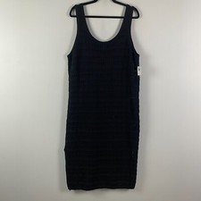 Old Navy Fitted Sleeveless Crochet Sweater Swim Cover-Up Midi Dress XL Black