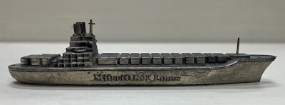 Vtg Mitsui OSK Lines Paperweight Shipping Metal Paperweight
