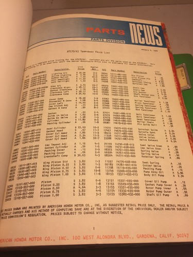 HONDA Parts Catalogs!!!CA102 C105T P50 CA200 CT200 CB92 SS125 Cl125 CD175 CA72 + - Picture 7 of 12