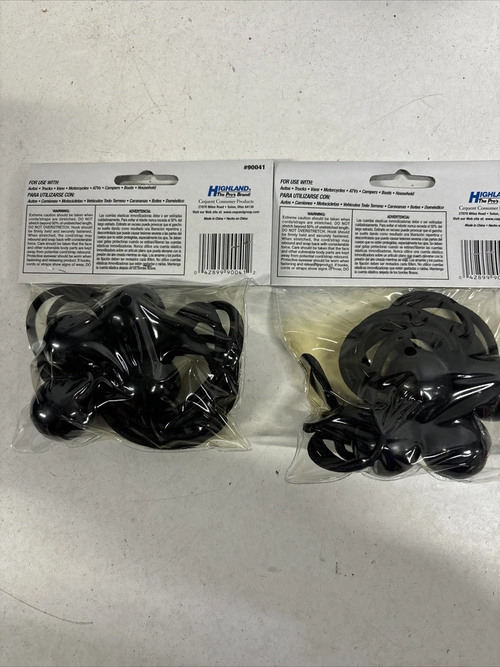 Highland 4 8 Inch (20cm) Black Toggle Ball Bungee Cord Lot Of 2 #F6 - Image 2 of 2