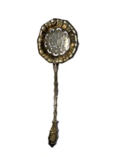 Antique 6" Victorian Ruffled Edge British Plate Nickle Silver Tea Strainer