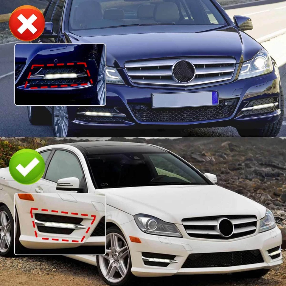 For Mercedes-Benz W204 C-Class 2013-2014 LED Daytime Running Light Fog Lamp DRL Foto 2 de 4