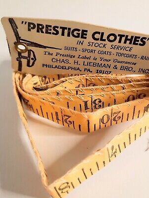 Vintage 60 PRESTIGE CLOTHES CHAS LIEBERMAN & BROS Yellow Fabric Measuring  Tape