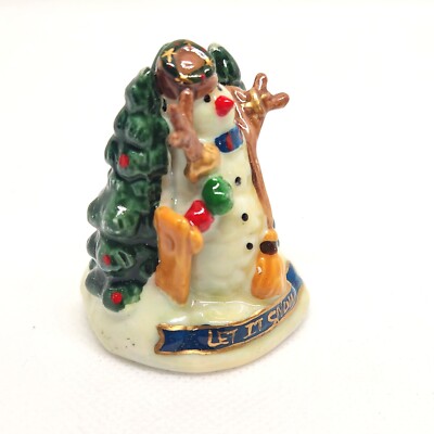 Snowman w/Trees (Porcelain), Collectible, Gel Candle Embed, Christmas Display