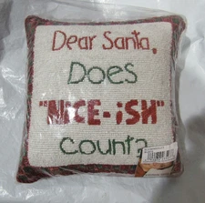 Sudha Pennathur Beaded with Dear Santa 10"x10"x4" Pillow