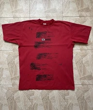 Diesel Vintage 90s Red Tee  XL Graphic Middle Logo Grunge Paint Brush Print Y2K