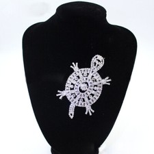 Crystal Animal Design Rhinestone Applique Clear Silver Sew on Patch for Bridal