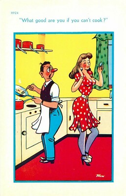 WAS NÜTZT DIR, WENN DU NICHT KOCHEN KANNST - COMIC FRECH - TROW - BROOK 11924 POSTKARTE