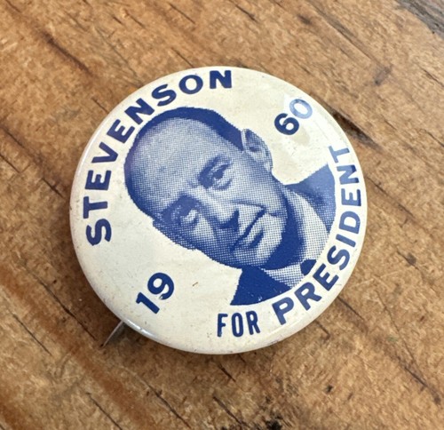 Adlai Stevenson 1960's Presidential Campaign 1.25” Pinback Button ANTIQUE - Picture 2 of 7