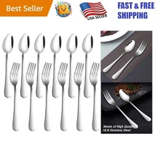 Polished Stainless Steel Forks and Spoons Set of 12 – Dishwasher Safe & Durable