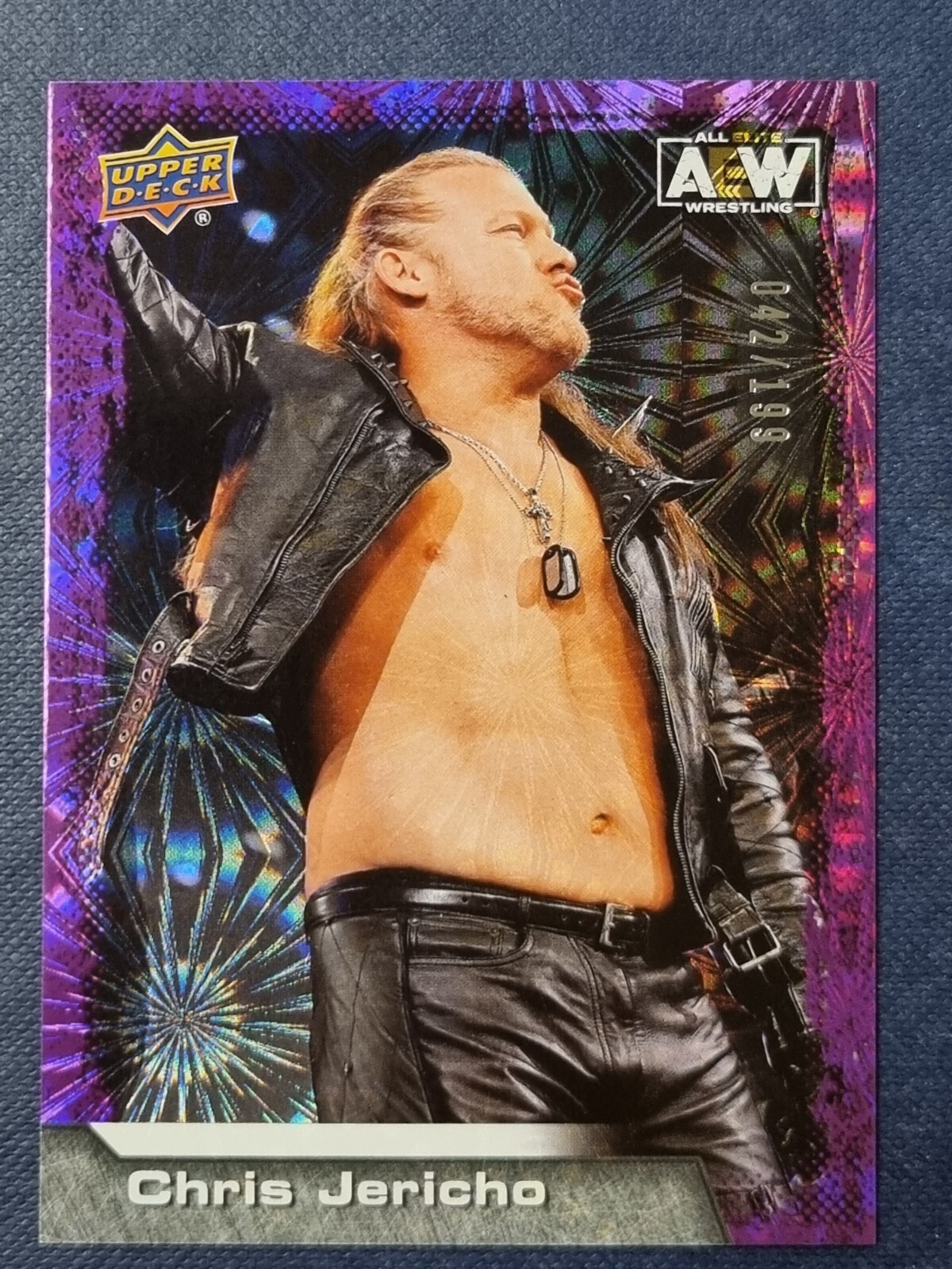 2022 AEW Chris Jericho Purple Pyro /199 Trading Card Upper Deck Mint #87879