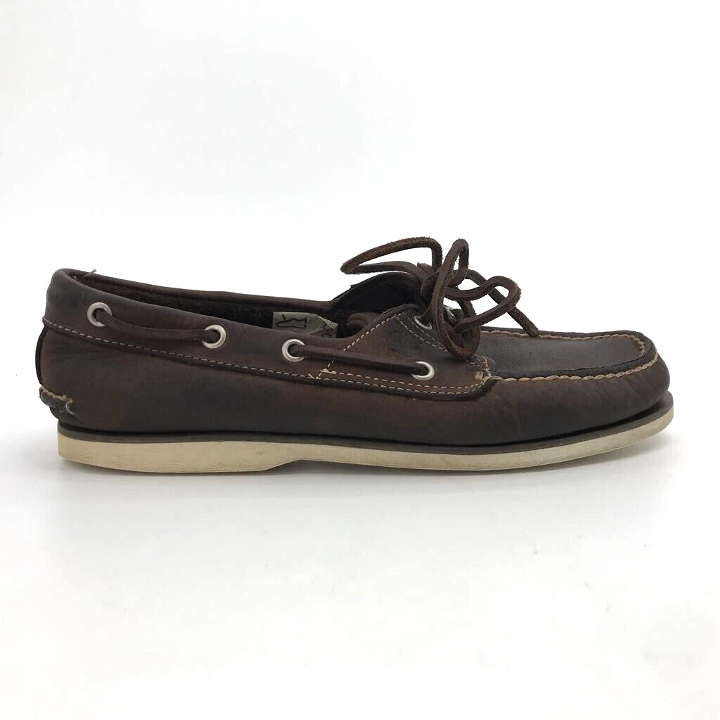 Mocassini da barca Timberland da uomo marroni in pelle slip on senza marca 8 5 M