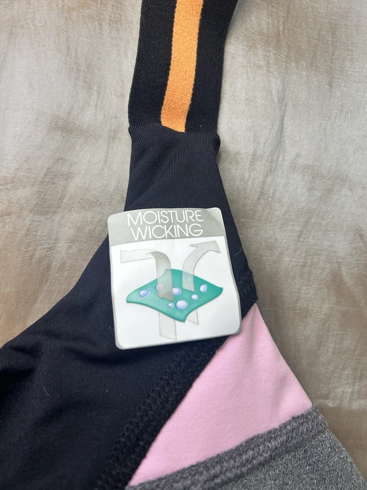 Sujetador deportivo Trina Turk Recreation nuevo con etiquetas para mujer talla L negro multicolor con cremallera frontal Foto 3 de 4