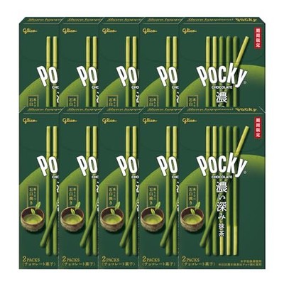 Ezaki Glico Pocky (Dark Deep Matcha) 2 Bags X 10 Pieces_