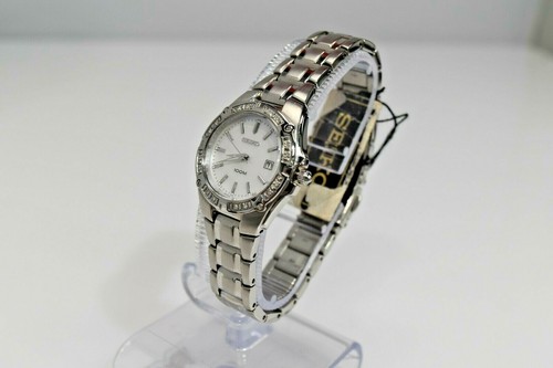 Nuevo reloj para mujer Seiko SS esfera blanca trapeadora diamante SXDB51 $425 - Imagen 4 de 5