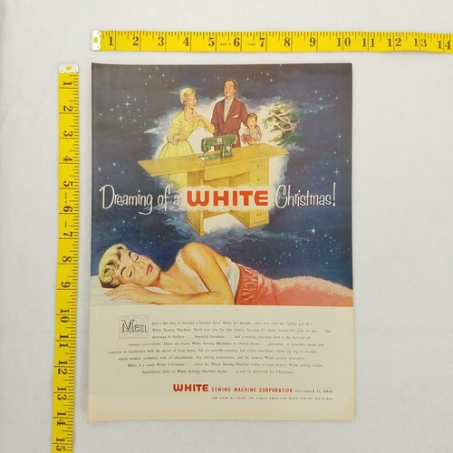 1956 White Sewing Machine Corp Vintage Print Ad Dreaming Of A White Christmas - Picture 2 of 2