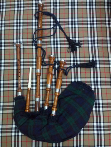 HM HIGHLAND BAGPIPE ROSEWOOD BLACK COLOR SILVER PLAIN MOUNTS/SCOTTISH BAGPIPES - 第 3/3 張圖片