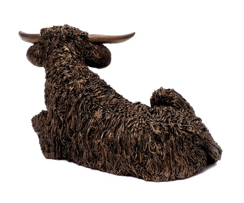 Decorative Figures Beef Sculpture Bronze & Resin Highlandrind Figurine Bull - Picture 10 of 11