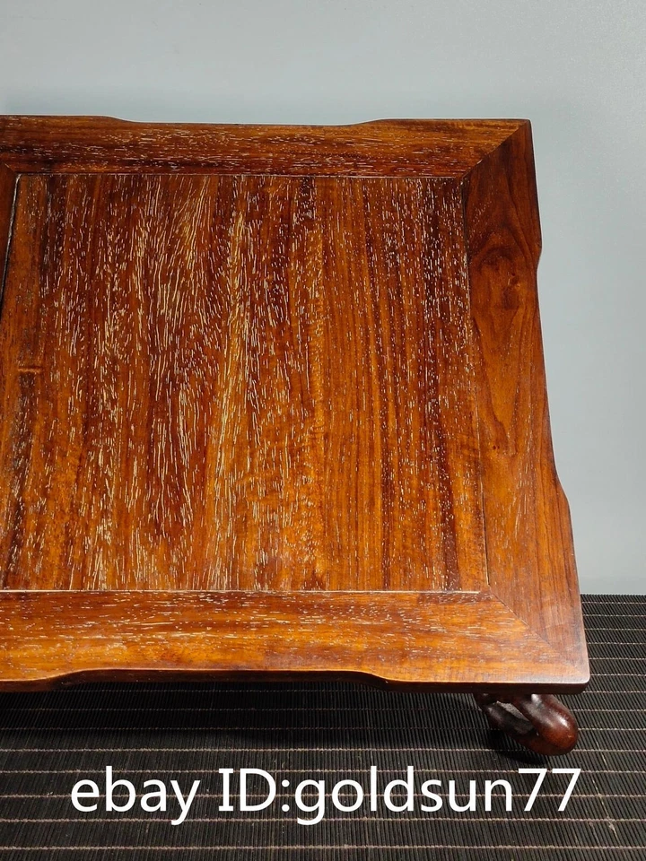 Mesa cuadrada de diez mil palabras de madera Huanghuali antigüedades chinas raras de 12,4"" Foto 3 de 4