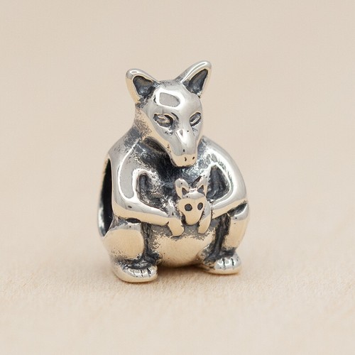 New Authentic Pandora Kangaroo w/ Baby 790534 Bead W Tag & Suede Pouch