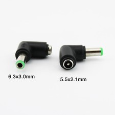 5x DC 5.5 x 2.1mm Female To 6.3 x 3.0mm Male Right Angle Power Adapter Connector