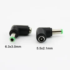 5x DC 5.5 x 2.1mm Female To 6.3 x 3.0mm Male Right Angle Power Adapter Connector