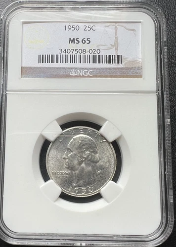 1950 25C Washington Quarter NGC MS 65